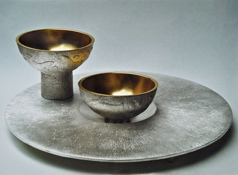 Abendmahl Gefässe aus Bronze vergoldet und versilbert