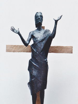Bronze Figur Jesus am Kreuz, Daniele Trebucchi