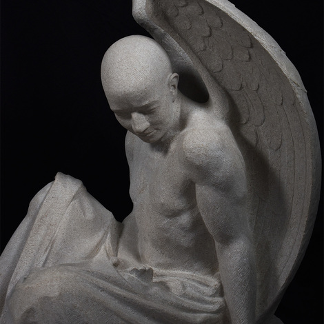 Grabmal Skulptur Engel Kalkstein, Daniele Trebucchi