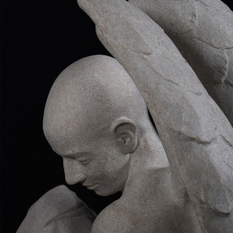Grabmal Skulptur Engel Kalkstein, Daniele Trebucchi