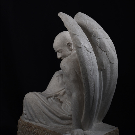 Grabmal Skulptur Engel Kalkstein, Daniele Trebucchi