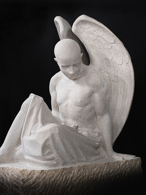 Grabmal Skulptur Engel Kalkstein, Daniele Trebucchi