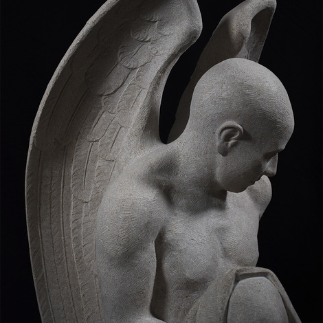 Grabmal Skulptur Engel Kalkstein, Daniele Trebucchi